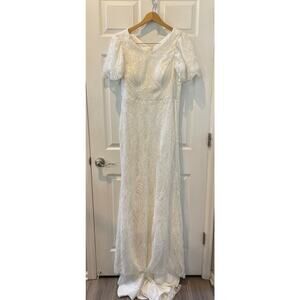 Gabbiano Art Deco Beaded Flutter Sleeve Wedding Dress NWT #40